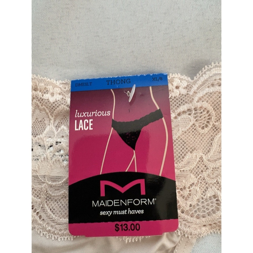 NEW Maidenform Soft Stretch Lace Thong  Xlarge Thong DMESLT 3 Pair Thongs Multi - Picture 5 of 10